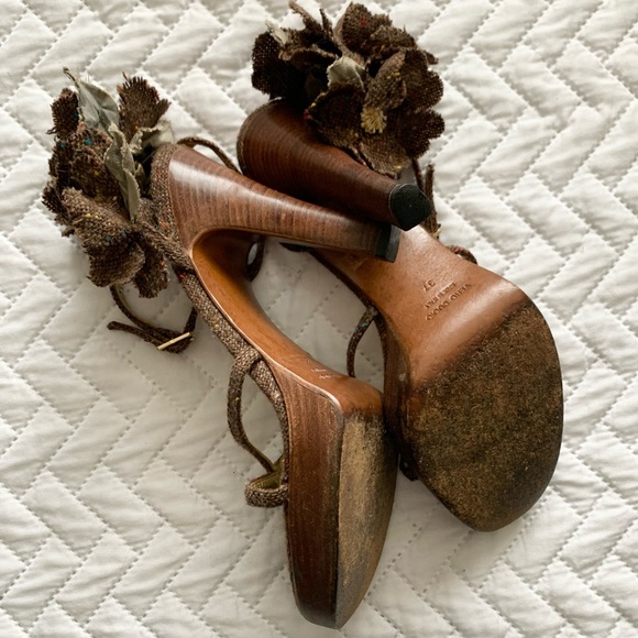 Dolce & Gabbana vintage tweed flower platform sandals heels, 7 - Picture 9 of 16